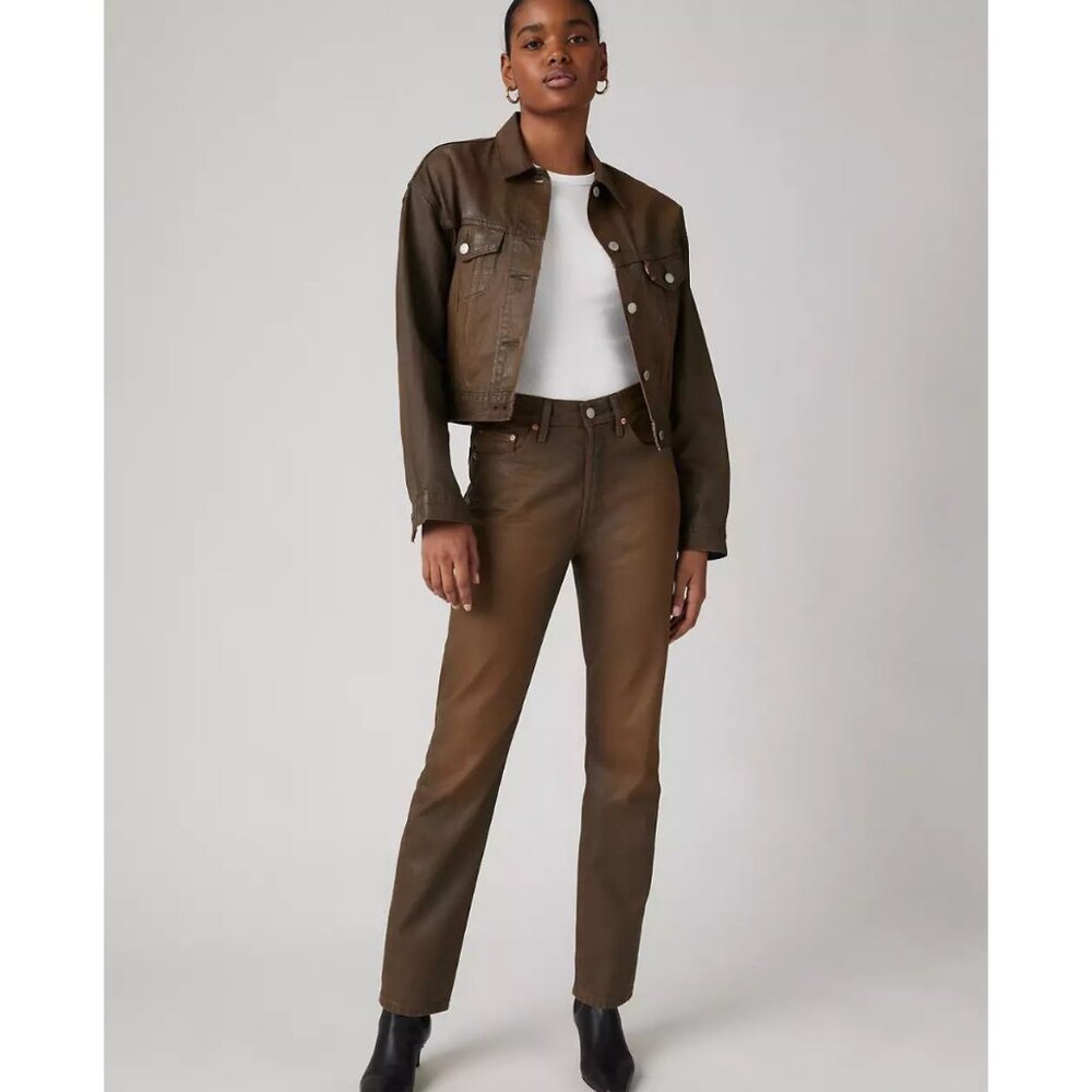 Levi's Premium 501 Original Coated Women's 25x32 Jeans Pay Day Brown